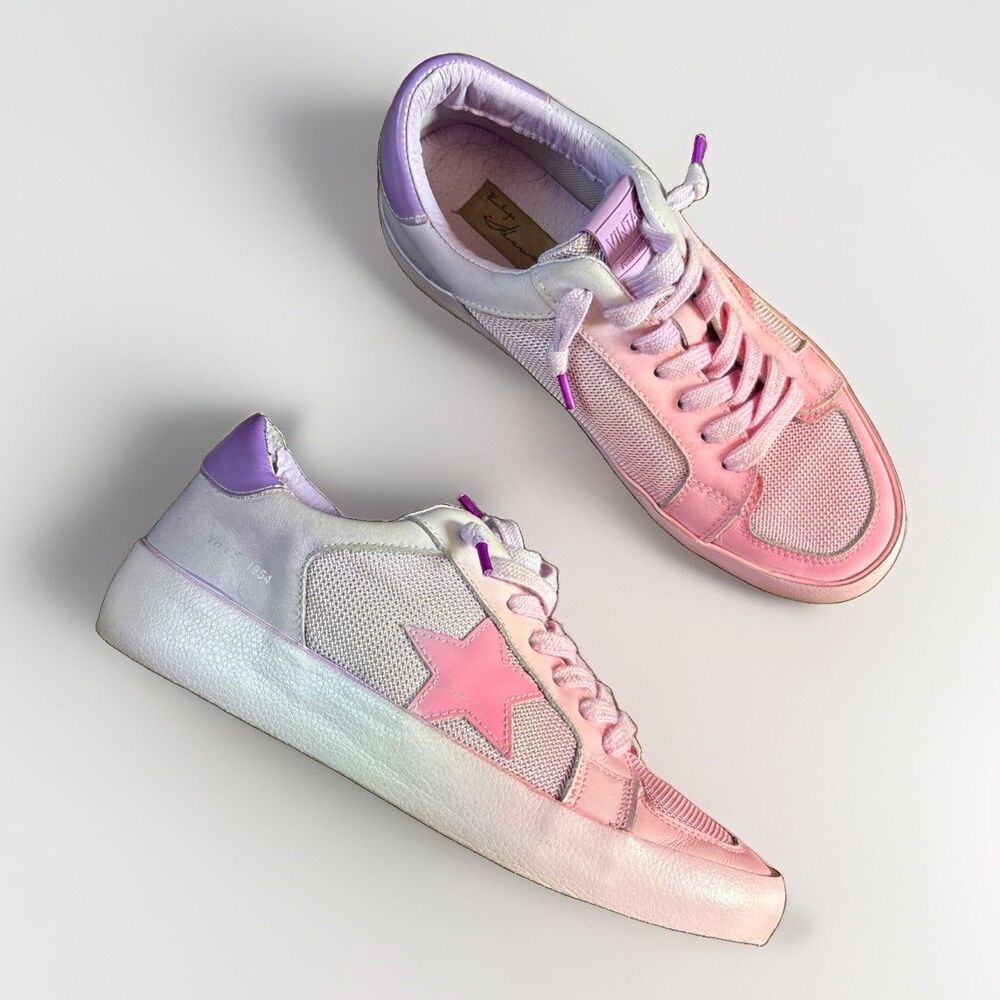 Women’s Vintage Havana Pink Purple Colorblock Low-Top Sneakers Star Size 9